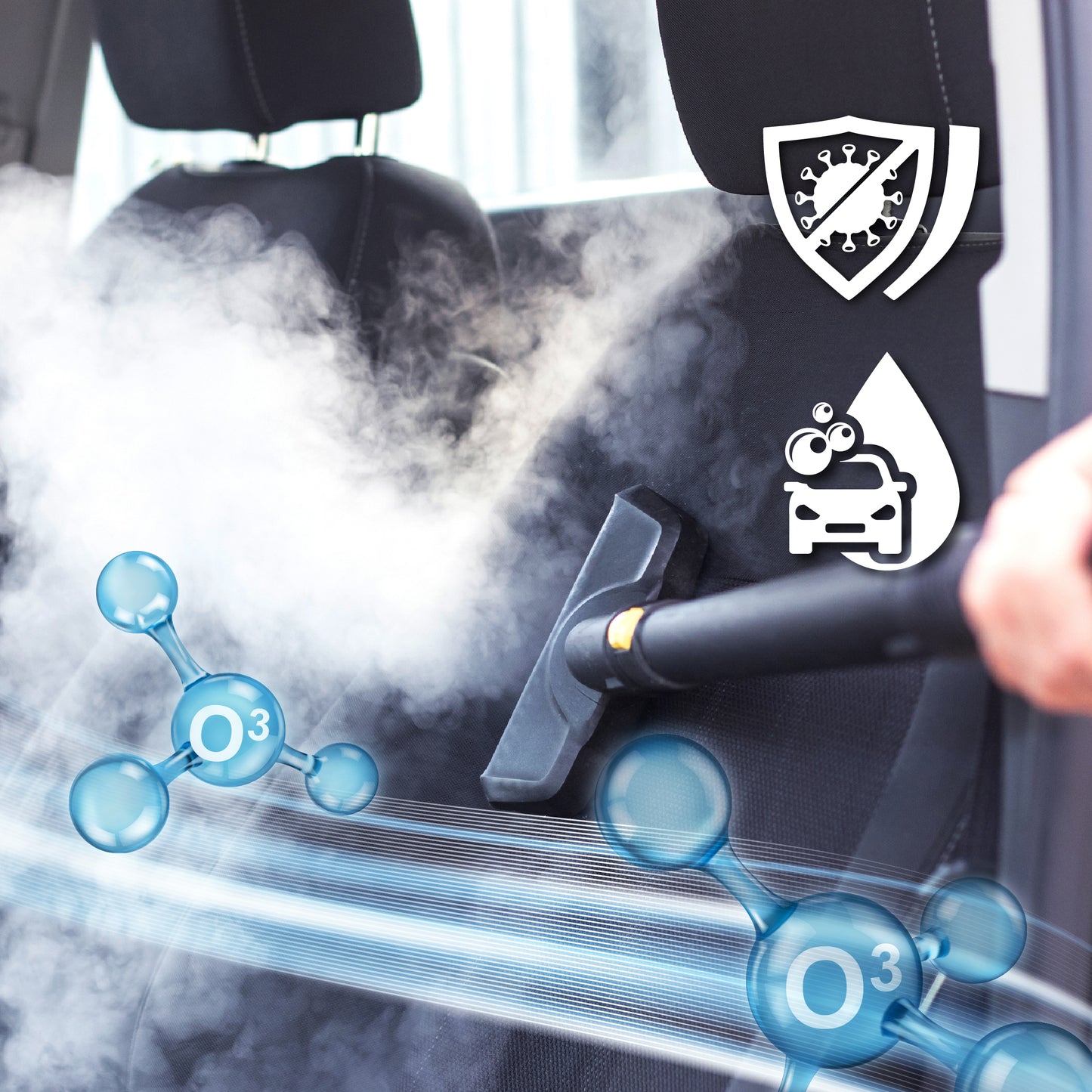 Hyper-Steam Interior & Detailing Treatment + Oxy-Energy O3 A/C Purifying Treatment + Washing & Vacuuming